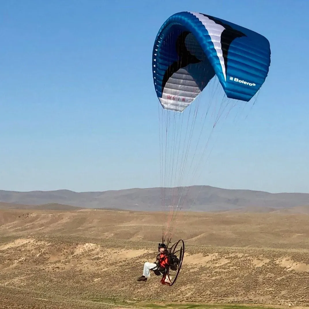 Jake Oakland flying his powered paraglider